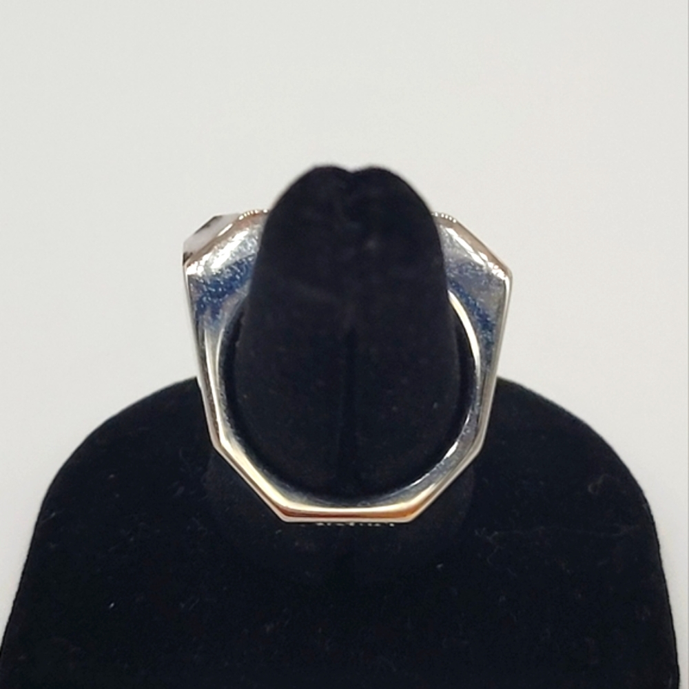 Vita Fede Octagon Black & White Stone 24k White Gold-Plated Ring New - Picture 4 of 7